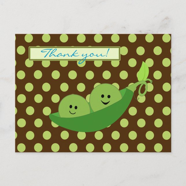 Twins Peas in einer Pod Baby Dusche Danke Postkarte (Vorderseite)