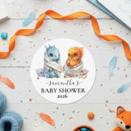 Twins Phoenix Dragon Fantasy Magie Runder Aufkleber