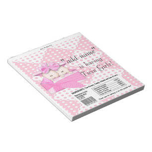 Twins Pink Baby Dusche Bonbonbonbonbonbonbons Favo Notizblock