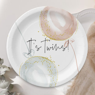 Twins Pink & Blue Balloon Gender Reveal Pappteller