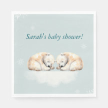 Twins Polar Bear Babydusche Napkins