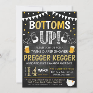 Twins Pregger Kegger Baby Shower Einladung