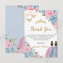 Twins Quinceañera Baby Blue Pink Floral Princesses