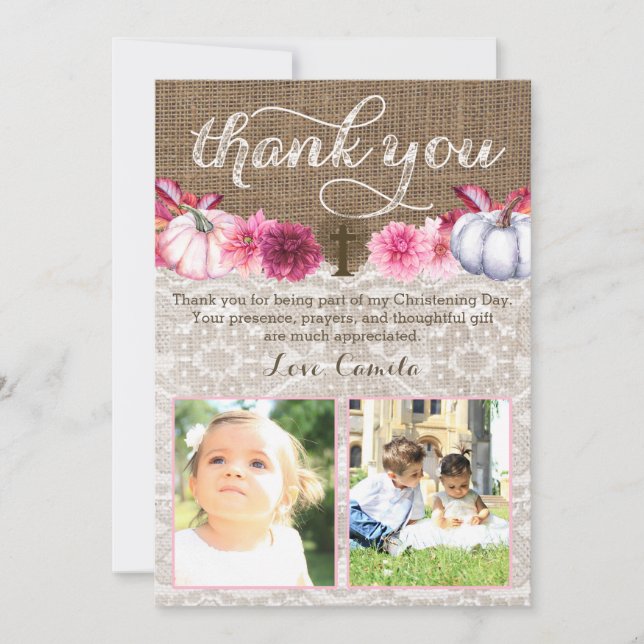Twins Religieux Merci Cartes Avec Citrouille (Devant)