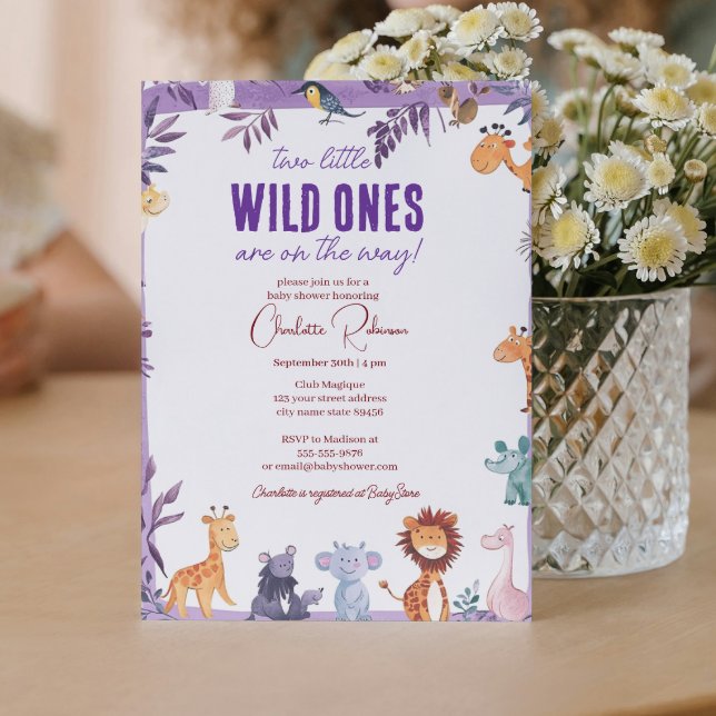 Twins Safari Baby Dusche zwei kleine wilde Tiere Einladung (Von Creator hochgeladen)