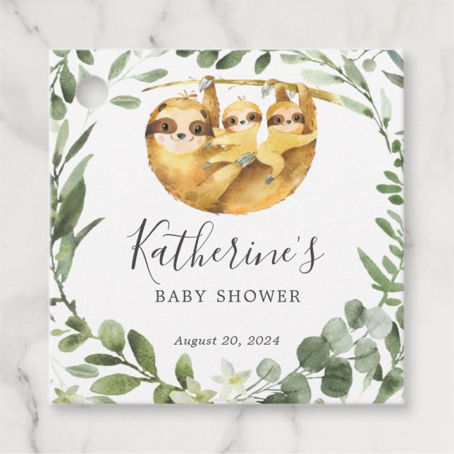 Twins Sloth Baby Showmarke Geschenkanhänger (Vorderseite)