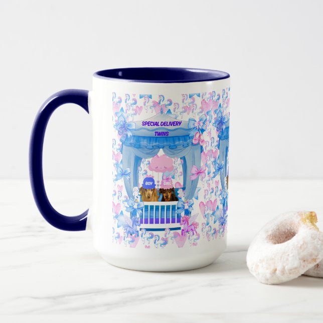 Twins Special Delivery Boy Girl Coffee Tasse (Mit Donut)