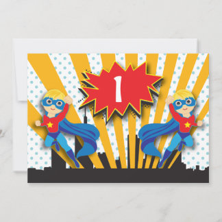 Twins Superheld zum Geburtstag| Blonde Einladung