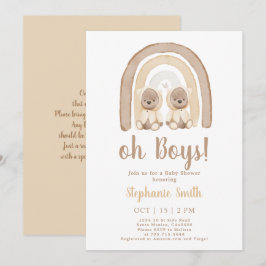 Twins Teddy Bär Rainbow Baby Einladung