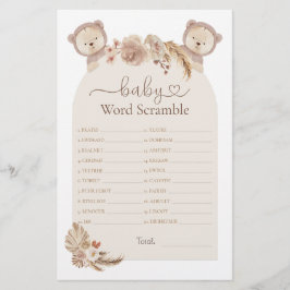 Twins Teddy Bear Word Scramble Baby Showspiel