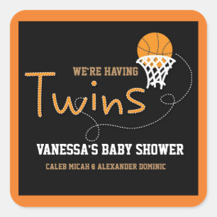TWINS Typografie BASKETBALL Baby Shower Aufkleber