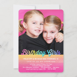 Twins Watercolor Rainbow Geburtstagsparty Einladun Einladung