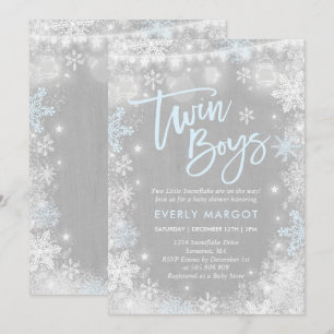 Twins Winter Baby Dusche Einladung Rustikale Dusch