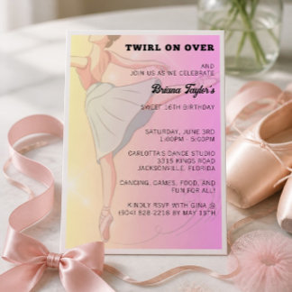 Twirl auf Ballerina Geburtstagsparty Einladung