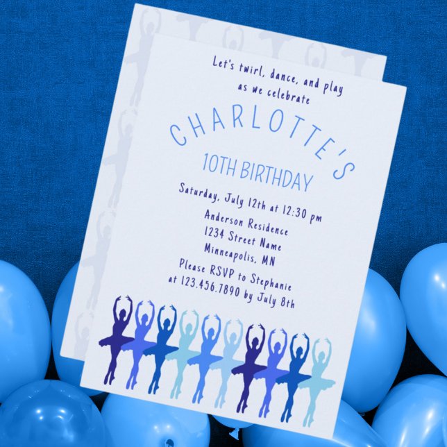 Twirl Dance Play Ballerina Girls Geburtstag Einladung (Von Creator hochgeladen)