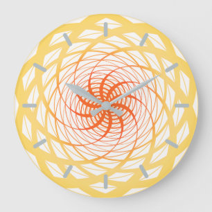 Twirl Orange Pattern Große Wanduhr
