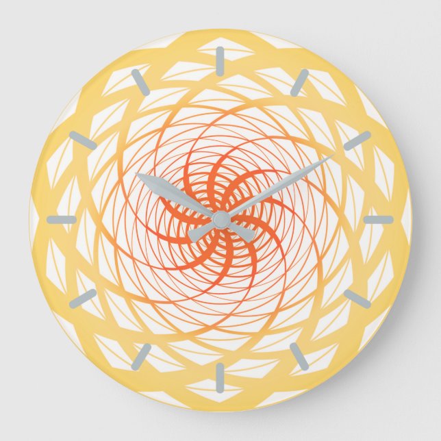 Twirl Orange Pattern Große Wanduhr (Vorderseite)