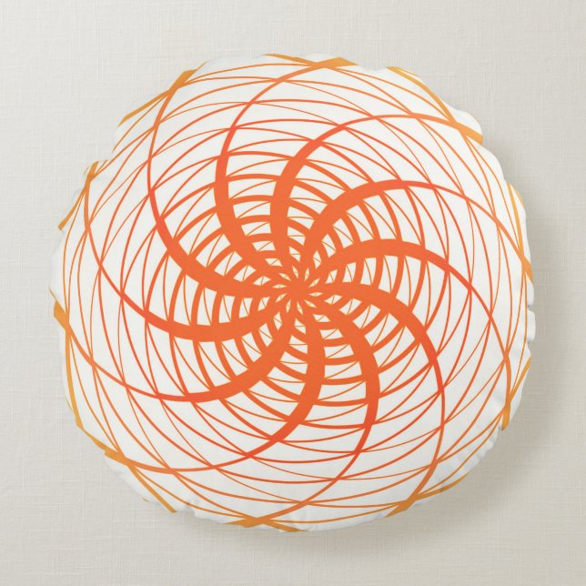 Twirl Orange Pattern Rundes Kissen (Vorderseite)