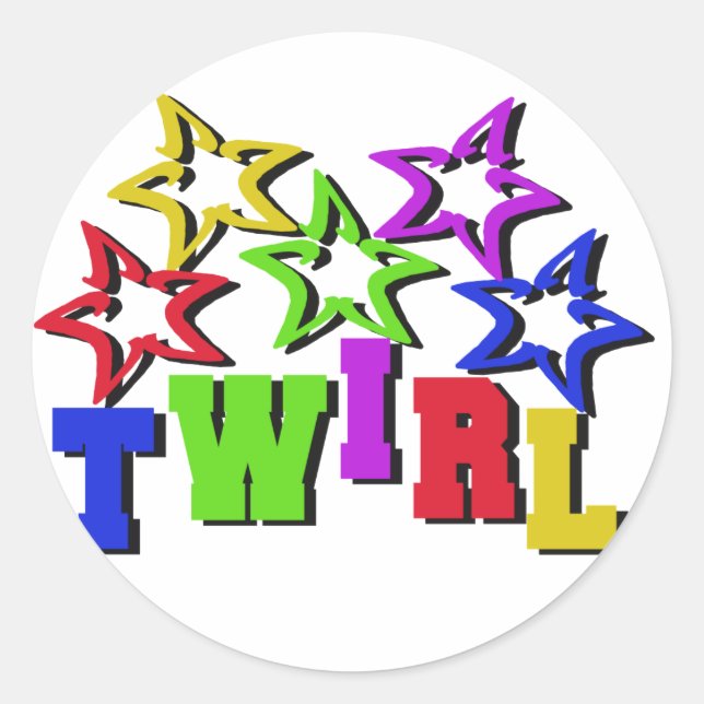 Twirl Stars Runder Aufkleber (Vorderseite)