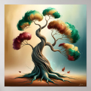 Twisted Dreams: Eine farbenfrohe Bonsai Reise Poster