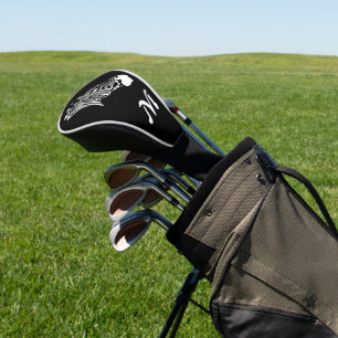 Twisted White Stripes Zebra Silhouette Monogramm Golf Headcover
