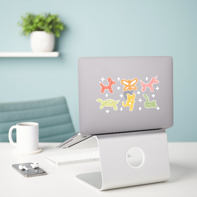 TWISTIERES TIERBALLOONS-SET AUFKLEBER (Laptop auf Schreibtisch)