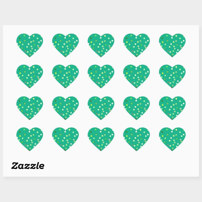Twisty Polka Dot Spirals Green Heart Stickers (Blatt)