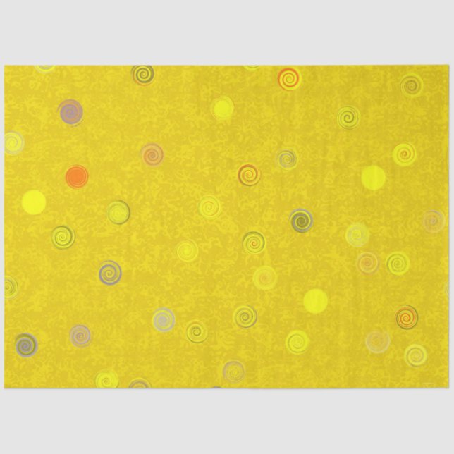 Twisty Polka Dot Spirals Yellow Tissue Paper Seidenpapier (Vorderseite)