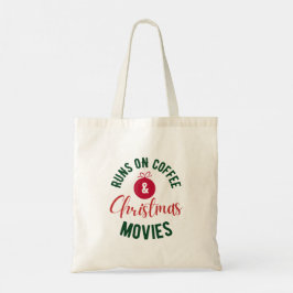 Twitter auf Kaffee und Weihnachtsfilme Typografie Tragetasche