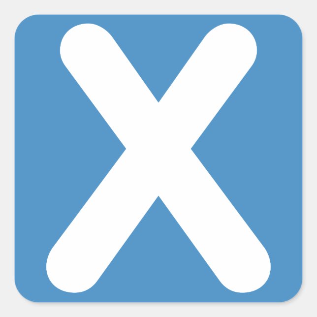 Twitter emoji - Letter X Quadratischer Aufkleber (Vorderseite)