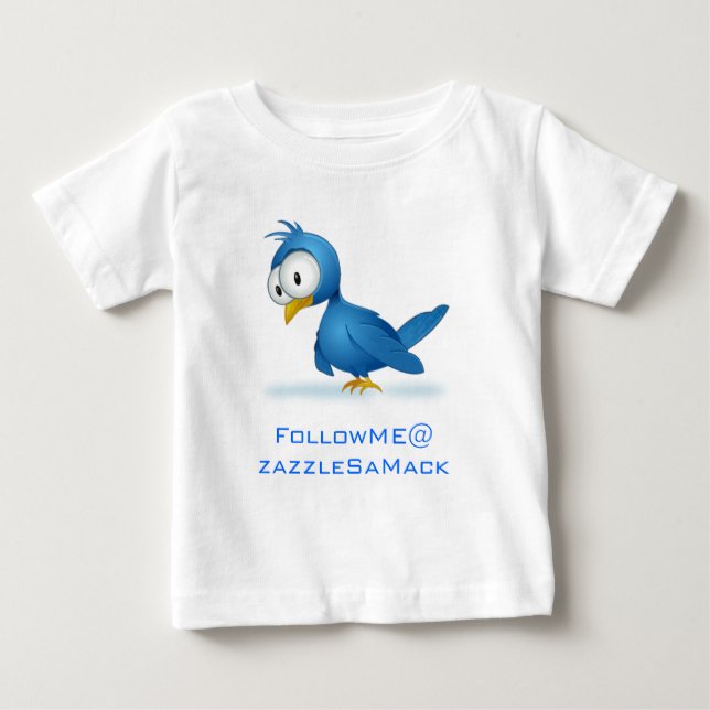 Twitter folgen Sie mir bei Ihrem Benutzernamen Baby T-shirt (Vorderseite)