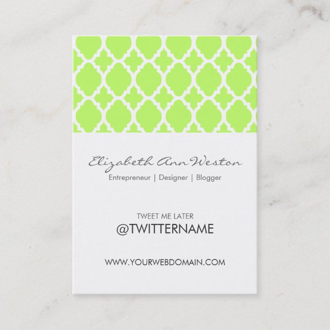 Twitter-Geschäfts-Karten-Limone marokkanische Visitenkarte (Vorderseite)
