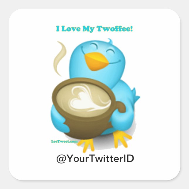 Twitter ID I Liebe Mein Twoffee Geschenke Kleidung Quadratischer Aufkleber (Vorderseite)