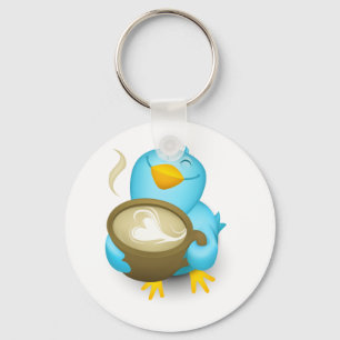Twitter-Kaffee-Vogel Schlüsselanhänger