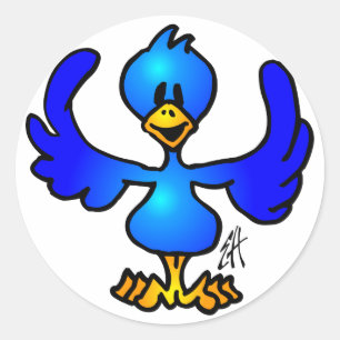Twittering Blau Vogel Runder Aufkleber