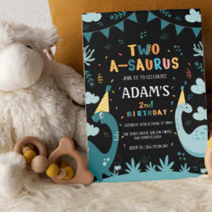 Two-a-saurus 2. Geburtstag Grüner Dinosaurier Einladung