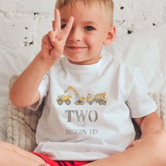 Two and Diggin' It Construction Birthday T - Shirt