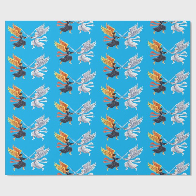 Two Angel with large sword with open wings Geschenkpapier (Flach)