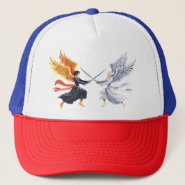 Two Angel with large sword with open wings Truckerkappe