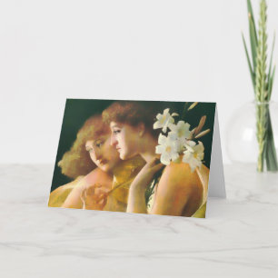 Two Angels Fine Art Card Feiertagskarte