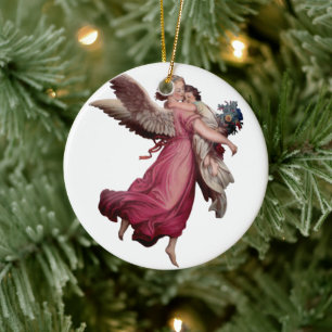 Two Angels in Flight Keramik Ornament