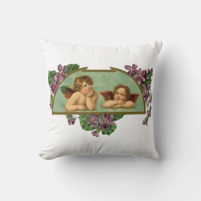 Two Angels Vintage Painting Kissen (Vorderseite)