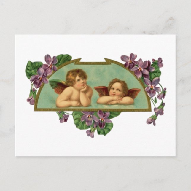 Two Angels Vintage Painting Postkarte (Vorderseite)