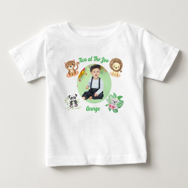 Two at the Zoo  Safari Jungle Animals Birthday  Baby T-shirt (Vorderseite)