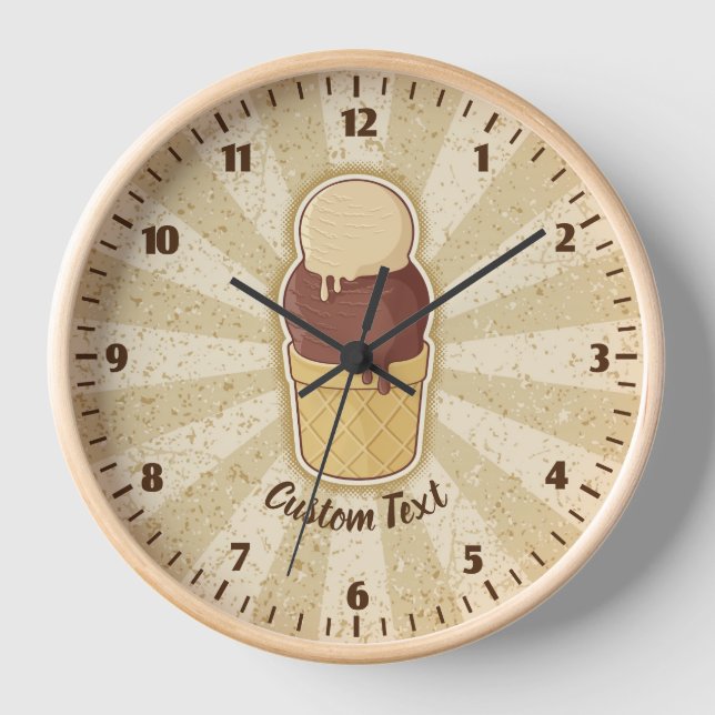 Two Balls Ice Cream Cup Large Clock Uhr (Vorderseite)