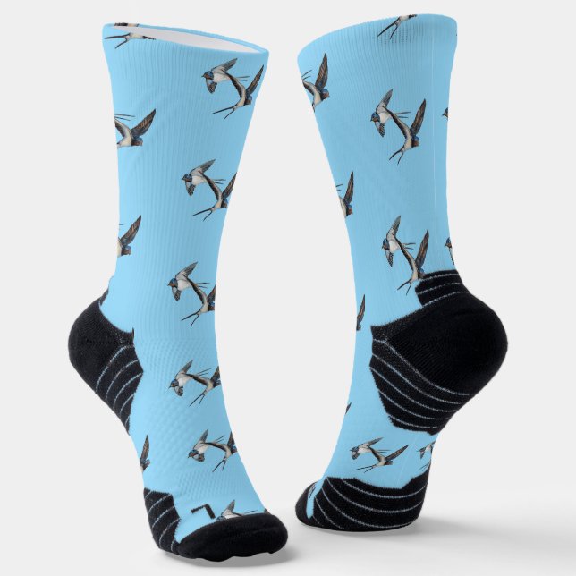 Two Barn Swallows Flying High-Performance Athletic Socken (Gewinkelt)