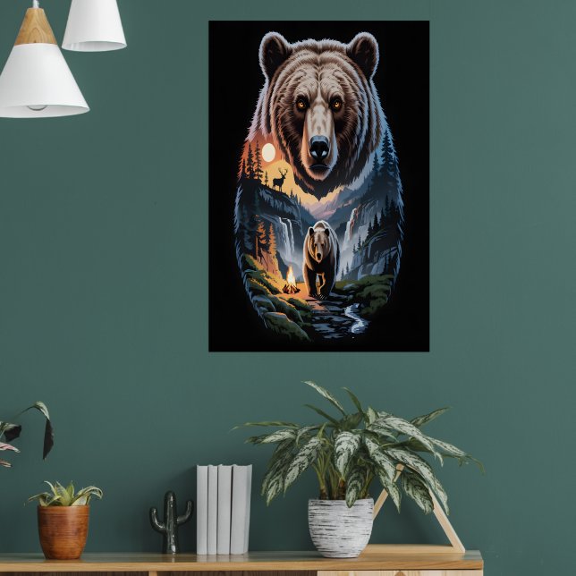 Two bears in the forest dark 2 poster (Wohnzimmer 1)