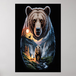 Two bears in the forest dark 2 poster
