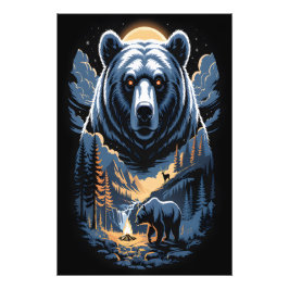 Two bears in the forest dark 3 fotodruck