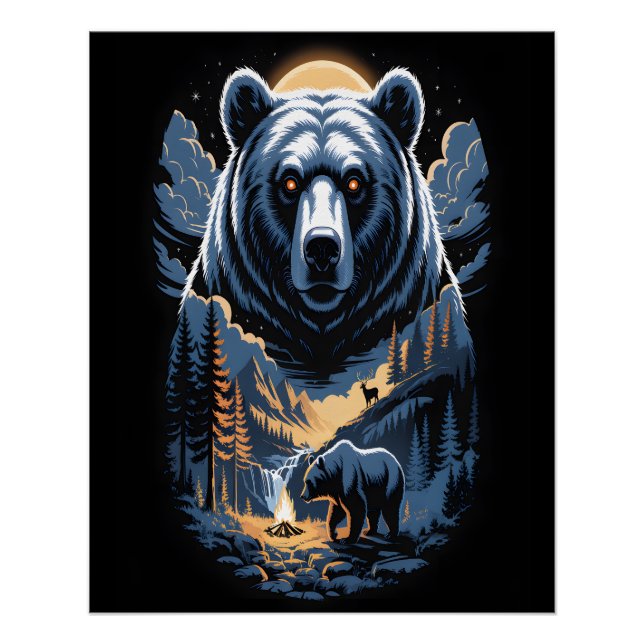 Two bears in the forest dark 3 poster (Vorderseite)
